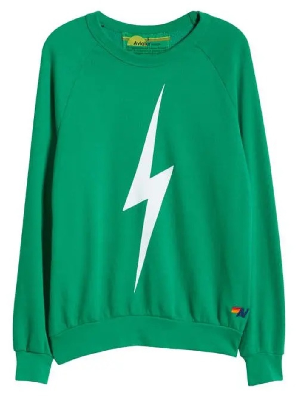 Aviator Nation Bolt Crewneck Sweatshirt Lightening Green Size Small